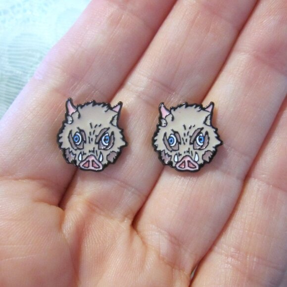 Inosuke Mask Earrings~Hypoallergenic - Picture 1 of 3